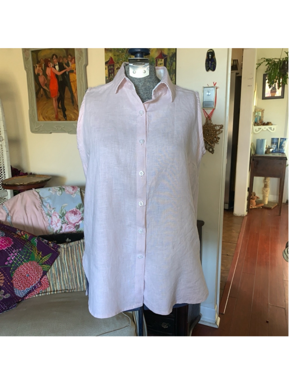 Women's Crown Linen Designs Blouse, XS, Pink